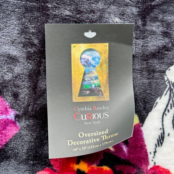 Cynthia Rowley Curious New York Day of the Dead Oversized Black Blanket 50 x 70 - Picture 4 of 5